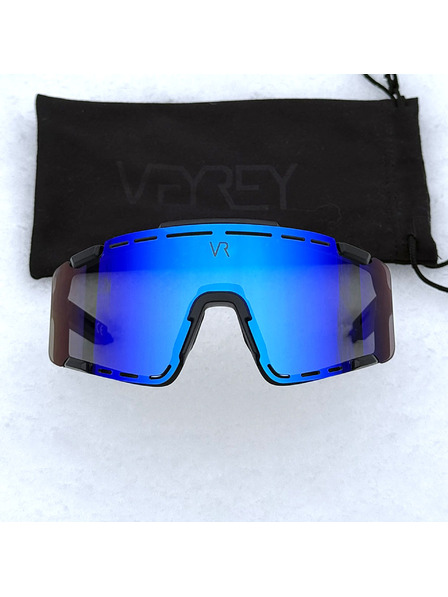 VEYREY VeyRey Sportsonnenbrille Semihoof schwarzer Rahmen blaue Gläser
