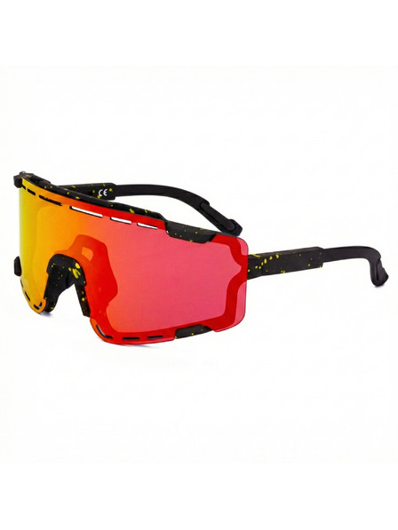 VEYREY VeyRey Sportsonnenbrille Semihoof schwarzer Rahmen rote Gläser