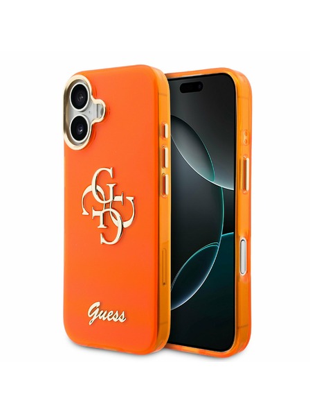 Guess Guess IML 4G Script Metal Logo Rückseite für iPhone 17 Orange
