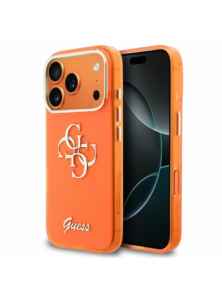 Guess Guess IML 4G Script Metal Logo Rückseite für iPhone 17 Pro Orange
