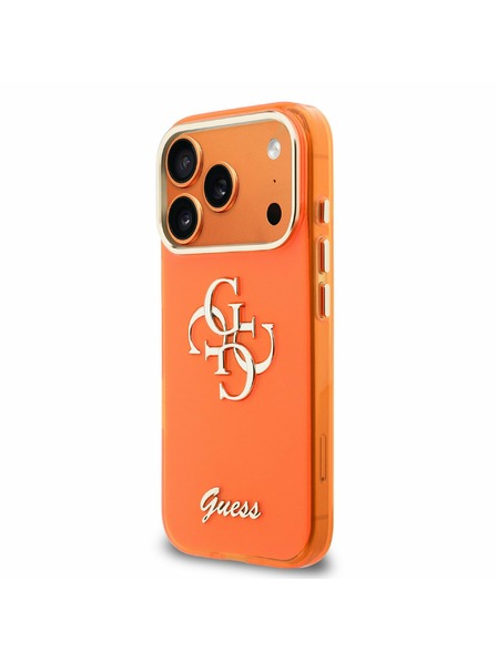 Guess Guess IML 4G Script Metal Logo Rückseite für iPhone 17 Pro Orange