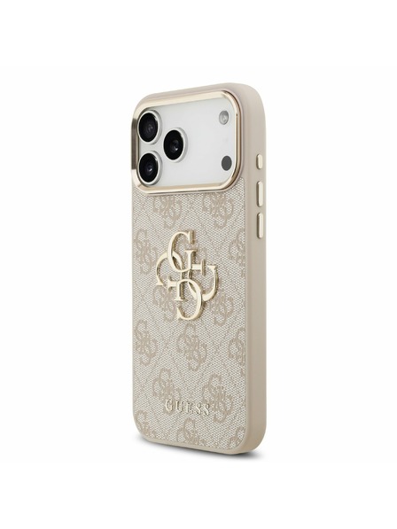 Guess Guess PU Leder 4G Metal Logo Gold Frame Rückseite für iPhone 17 Pro Max Pink