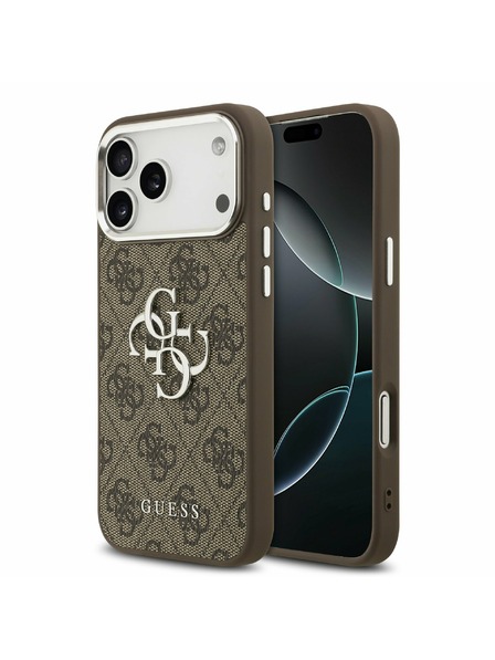 Guess Guess PU 4G Metal Logo Rückseite für iPhone 17 Pro Max Silver Brown