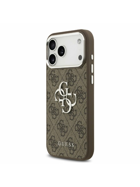 Guess Guess PU 4G Metal Logo Rückseite für iPhone 17 Pro Max Silver Brown