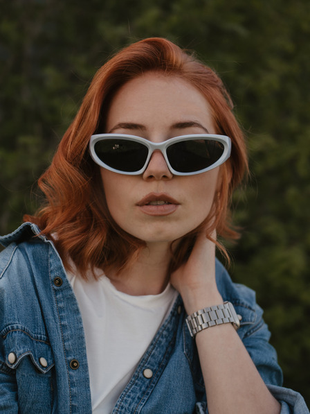VEYREY Weiße Unisex-Sonnenbrille VeyRey Steampunk Telos