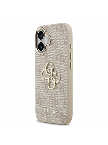 Guess Guess PU Leather 4G Metal Logo Gold Frame Rückseite für iPhone 17 Pink