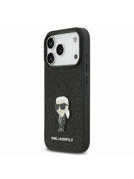 Karl Lagerfeld Karl Lagerfeld Fixed Glitter Metal Ikonik Rückseite für iPhone 17 Pro Black