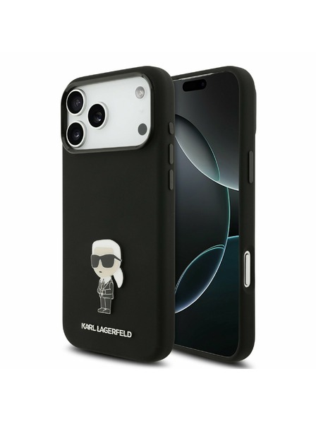 Karl Lagerfeld Karl Lagerfeld Liquid Silicone Metal Ikonik Rückseite für iPhone 17 Pro Max Black