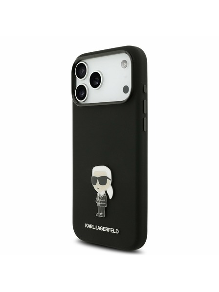 Karl Lagerfeld Karl Lagerfeld Liquid Silicone Metal Ikonik Rückseite für iPhone 17 Pro Max Black