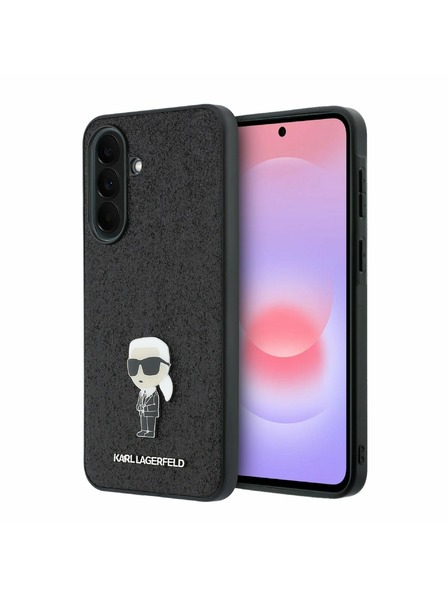Karl Lagerfeld Karl Lagerfeld Fixed Glitter Metal Ikonik Rückseite für Samsung Galaxy A37 Black