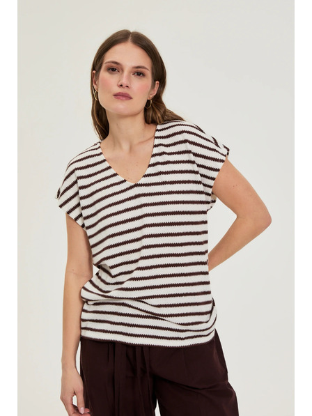 Moodo Beige gestreiftes Oberteil Moodo