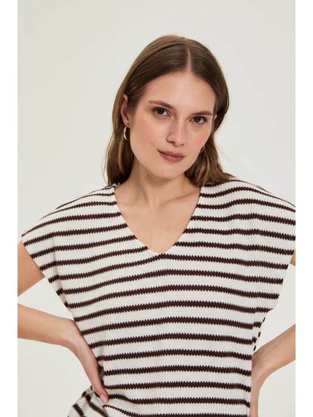 Moodo Beige gestreiftes Oberteil Moodo