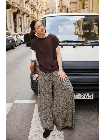 Moodo Bluse mit Blättern braun Moodo