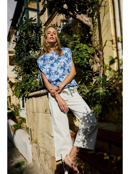 Moodo Gemusterte Bluse blau Moodo
