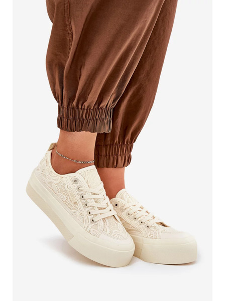 BIG STAR SHOES Damen-Spitzenturnschuhe Big Star – beige