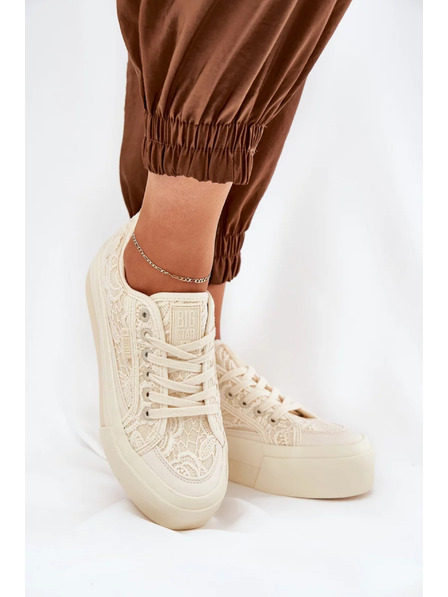 BIG STAR SHOES Damen-Spitzenturnschuhe Big Star – beige