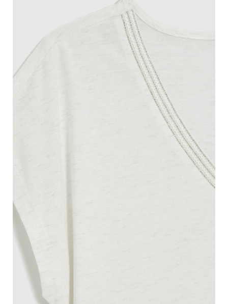 Moodo Bluse mit V-Ausschnitt weiß Moodo