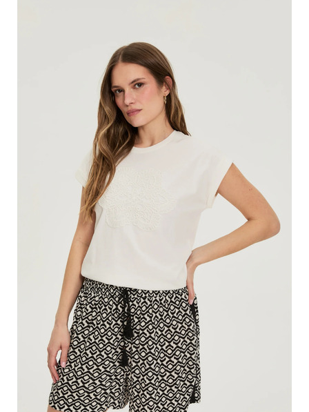 Moodo Bluse mit Applikation weiß Moodo