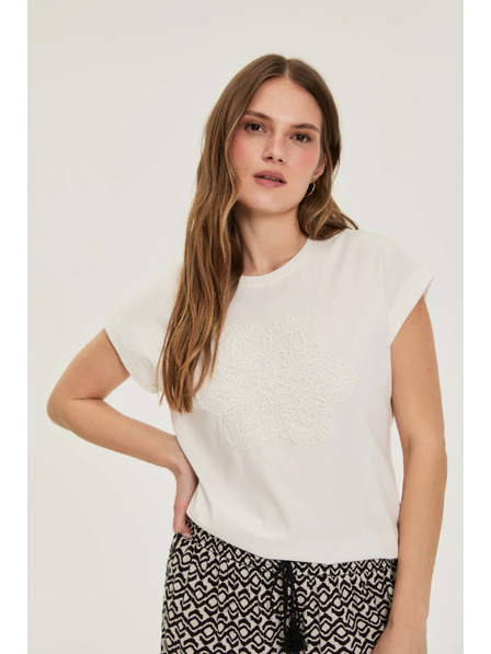 Moodo Bluse mit Applikation weiß Moodo