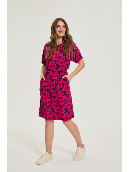 Moodo Dunkelblau-geblümtes Kleid Moodo