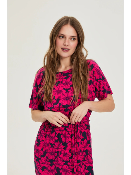 Moodo Dunkelblau-geblümtes Kleid Moodo