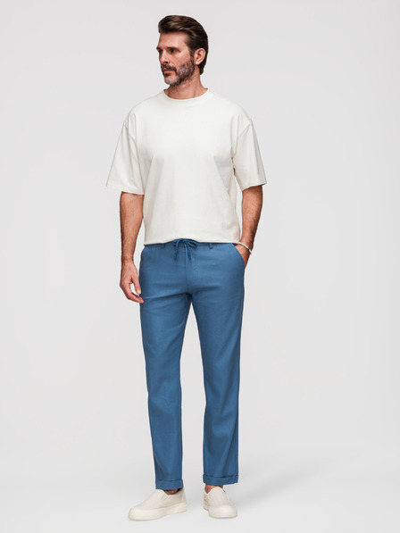 Ombre Clothing Herren-Chino-Hose aus Leinenmischung - Jeansblau V5 P1522 Ombre Clothing