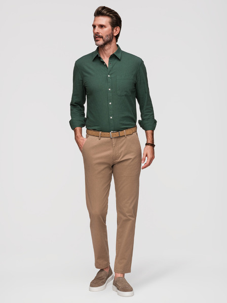 Ombre Clothing Herren-Chino-Hose REGULAR FIT mit feiner Struktur - dunkelbeige V2 P1518 Ombre Clothing