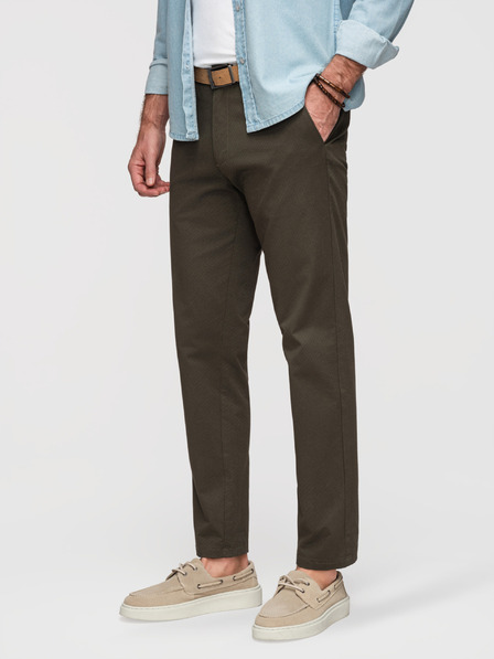 Ombre Clothing Herren-Chino-Hose REGULAR FIT mit feiner Struktur - dunkelgrün V4 P1518 Ombre Clothing