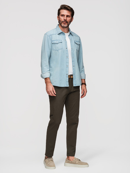 Ombre Clothing Herren-Chino-Hose REGULAR FIT mit feiner Struktur - dunkelgrün V4 P1518 Ombre Clothing