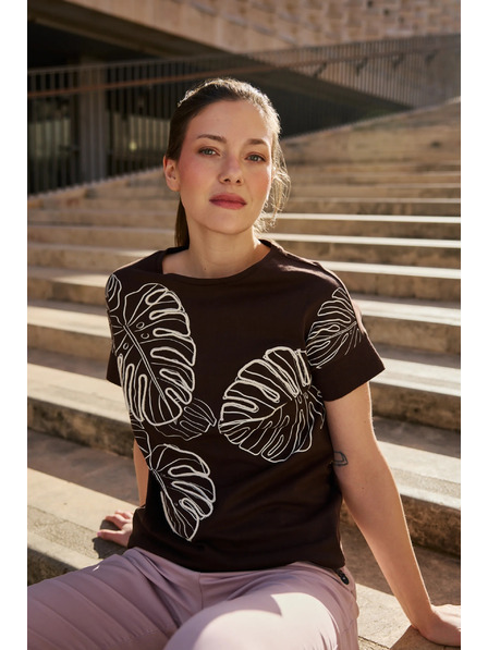 Moodo Bluse mit Applikation braun Moodo