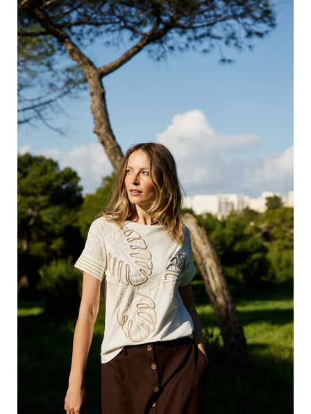Moodo Bluse mit Applikation weiß Moodo