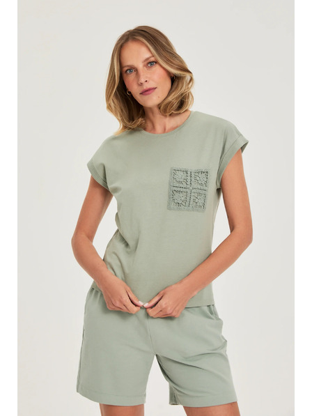 Moodo Baumwoll-T-Shirt olivfarben Moodo