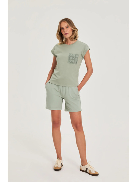 Moodo Baumwoll-T-Shirt olivfarben Moodo