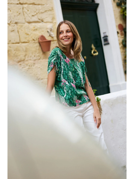 Moodo Bluse mit Pflanzenmuster grün Moodo