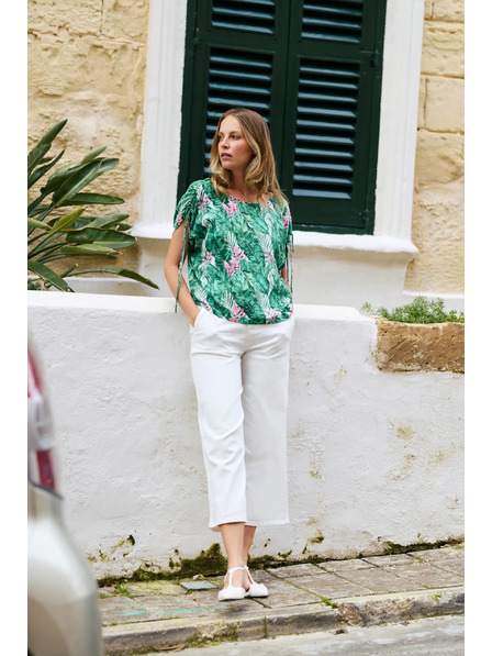 Moodo Bluse mit Pflanzenmuster grün Moodo