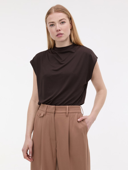 Orsay Dunkelbraunes Damen-T-Shirt mit kurzen Ärmeln ORSAY