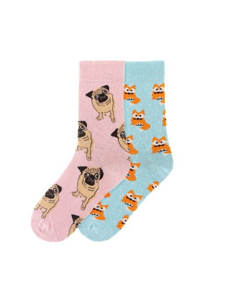 Funky Steps Funky Steps Damensocken-Set mit Fuchs- und Hunde-Motiv FSC109