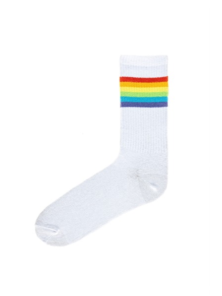 Funky Steps Funky Steps Damensocken weiß mit farbigen Streifen FSC048