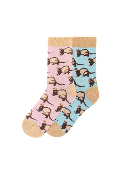 Funky Steps Funky Steps Damenstrümpfe Set mit Frettchen Motiv FSC118