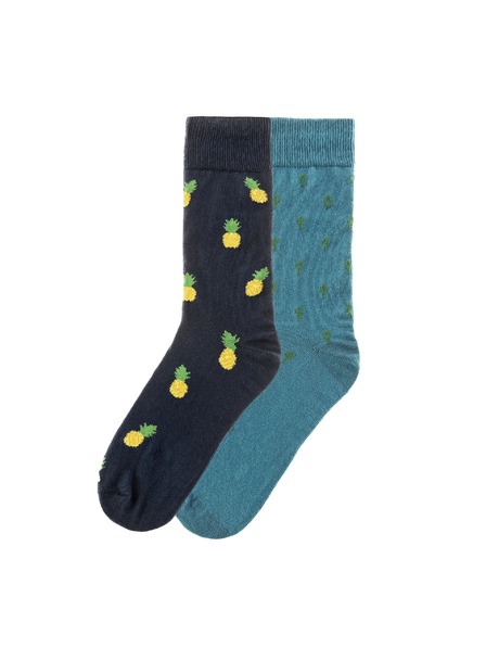 Funky Steps Funky Steps Herrenstrümpfe Set mit Ananas und Kaktus Motiv FSC174