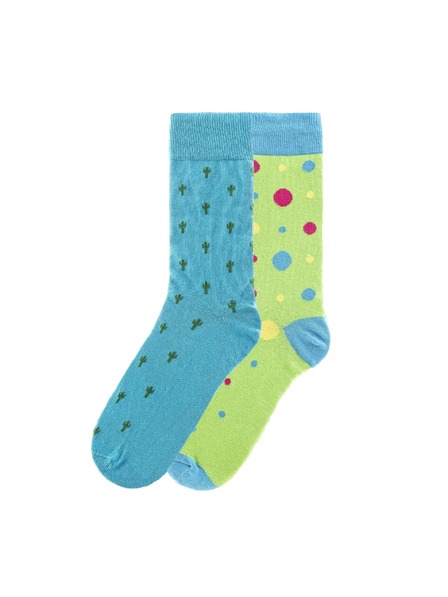 Funky Steps Funky Steps Herrenstrümpfe Set mit Kaktus und Punkte Motiv FSC176