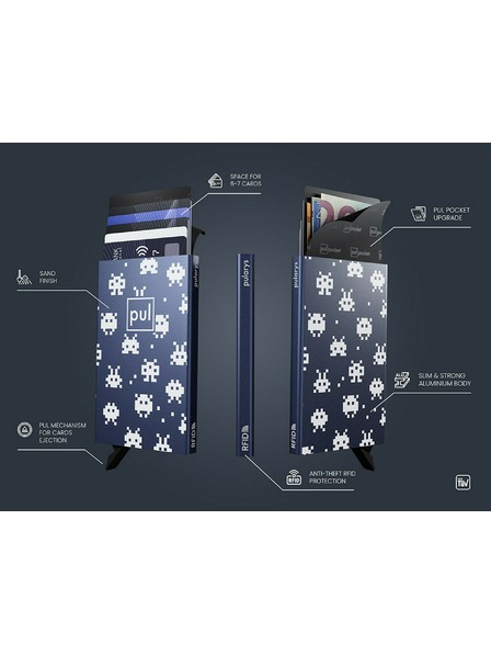 Pularys Dokumentenetui Pularys Space Invaders blau Aluminium 191310804