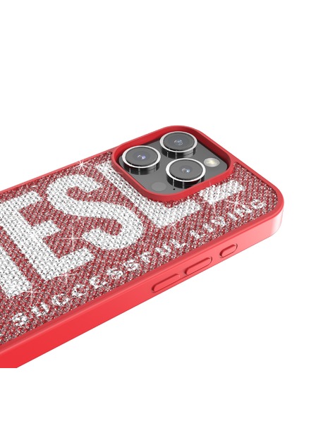 Diesel Diesel Schutzhülle für iPhone 16 Pro mit Swarovski Kristallen Rot 60188