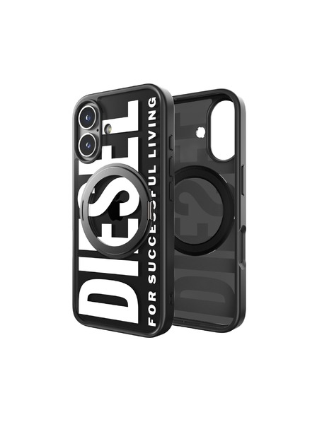 Diesel Diesel Schutzhülle für iPhone 16 mit Ständer und MagSafe Schwarz-Weiß 60203
