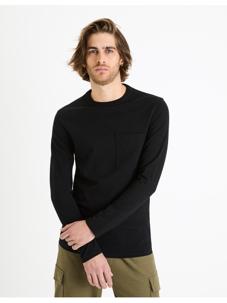 Celio Schwarzes Herren-Basic-Hemd mit Tasche Celio