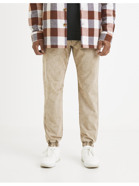 Celio Beige gestreifte Herrenhose Celio