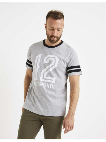 Celio Hellgraues Herren T-Shirt mit Aufdruck Celio
