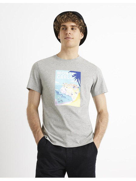 Celio Celio Cevinty Monte Carlo graues Baumwoll-T-Shirt