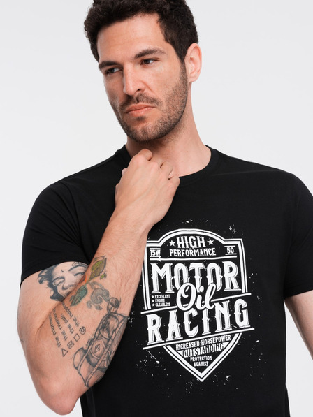 Ombre Clothing Schwarzes bedrucktes Herren-T-Shirt Ombre Clothing