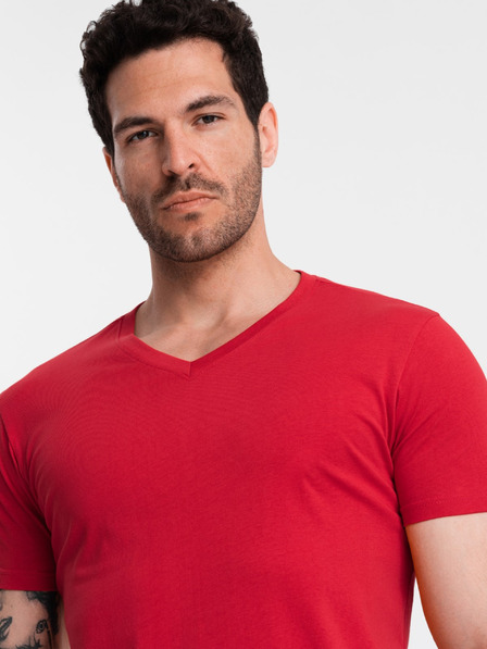 Ombre Clothing Rotes Herren T-Shirt mit Rundhalsausschnitt aus Baumwolle Ombre Clothing